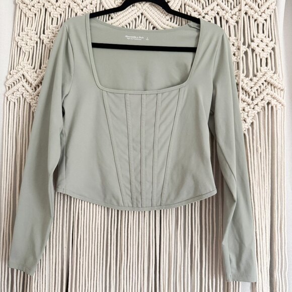 Abercrombie & Fitch Tops - Abercrombie & Fitch Long Sleeve Corset Top Soft Green Size Large GUC